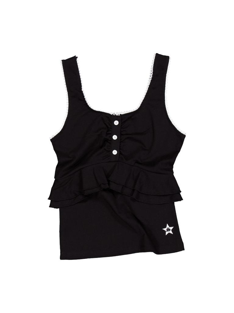 SETUP-EXE Lace Frill Sleeveless / Black