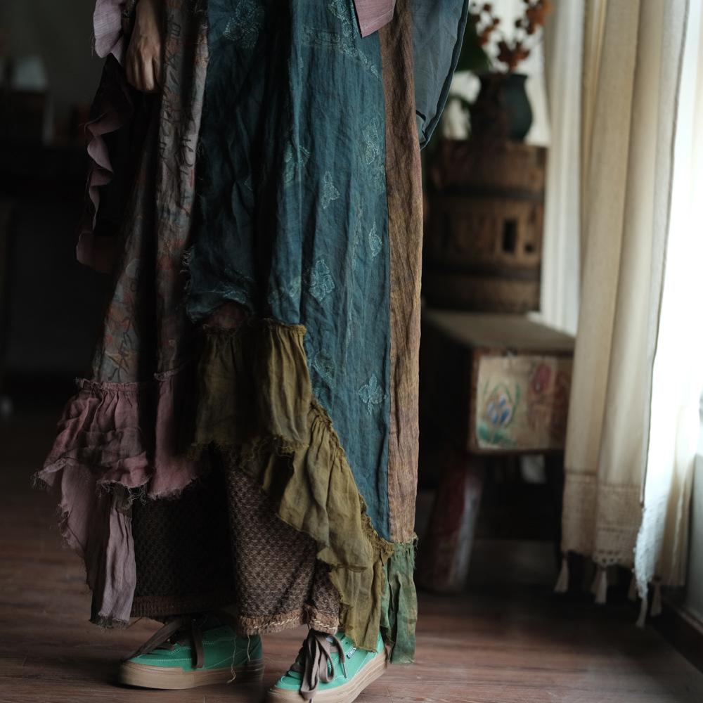 Johnature Women Vintage Patchwork Dress Summer High Quality Print Floral Sleeveless Spaghetti Strap Female Dress