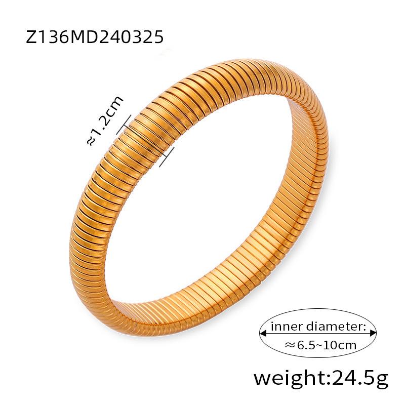 

Wind Light Роскошный персонализированный эластичный браслет в виде гусиного горла для женщин, французский титановый стальной позолоченный гладкий широкий браслет, ювелирные изделия