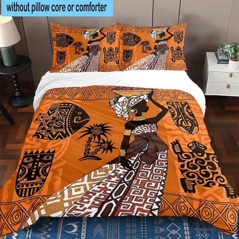 African Women 3pcs Bedding,Including 1pc Duvet Cover And 2pcs Pillowcases Perfect for Christmas,Ideal for Bedroom, Dormitory