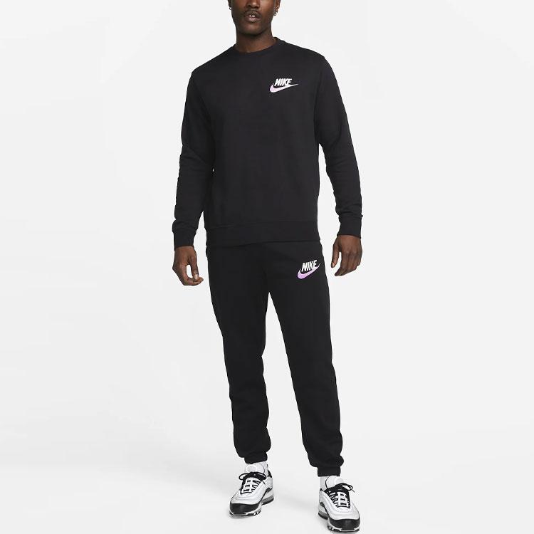 Nike Club Logo Embroidered Crewneck Sweatshirt Men sweatshirt Black FB7684-010