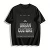 1987 Established Urban Culture Vertical Stripe Graphic Casual Tee Pure Cotton T-shirt