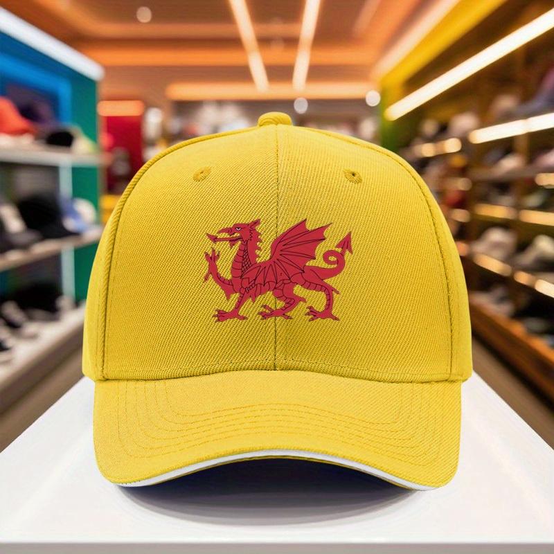 Welsh Dragon Baseball Cap Polyester Adult Unisex Adjustable Snapback Hat for Travel Sports Festival Wear