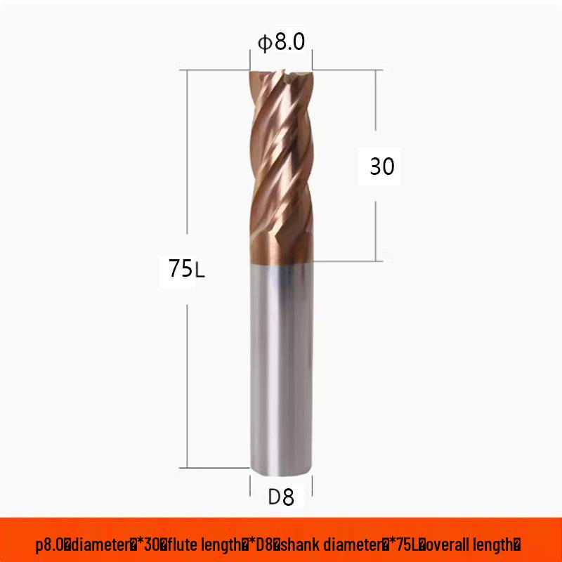 Taiwan 60° Tungsten Carbide 4-Flute Coated End Mill for Steel CNC Machining