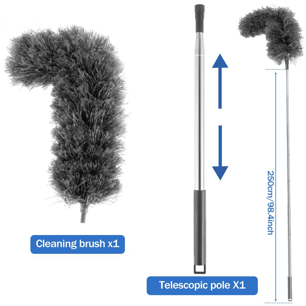 Gutter Cleaning Brush 250cm Extendable Rod Roofing Guard Cleaner Tool Removing Leaves and Debris Stiff Cleaning Brush