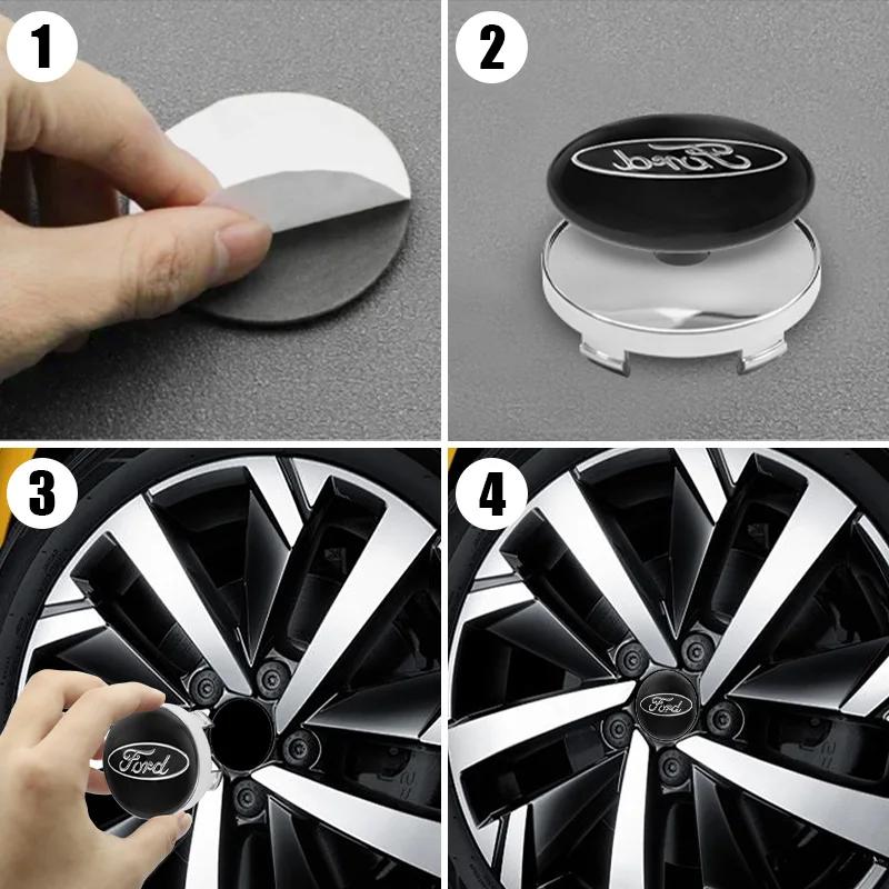 4pcs 60mm Car Wheel Center Hub Cap Auto Rim Covers Emblem Badge For Ford Focus Fiesta Mondeo Ranger Kuga Mustang ST Accessories