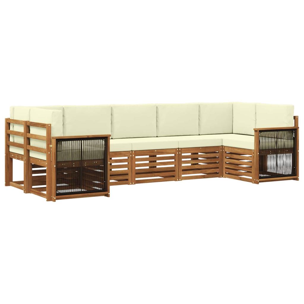 Modular Outdoor Sofa Set with Cushions 6 pcs Natural and Cream