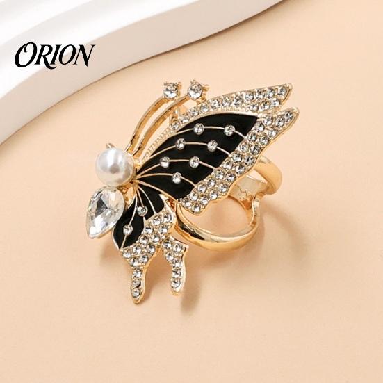 Women Scarf Accessory Rhinestone Butterfly Ring, Elegant Slide Sparkling Fashion Jewelry Holder Ring for Silk Scarves Shawls Shirts Neckerchiefs