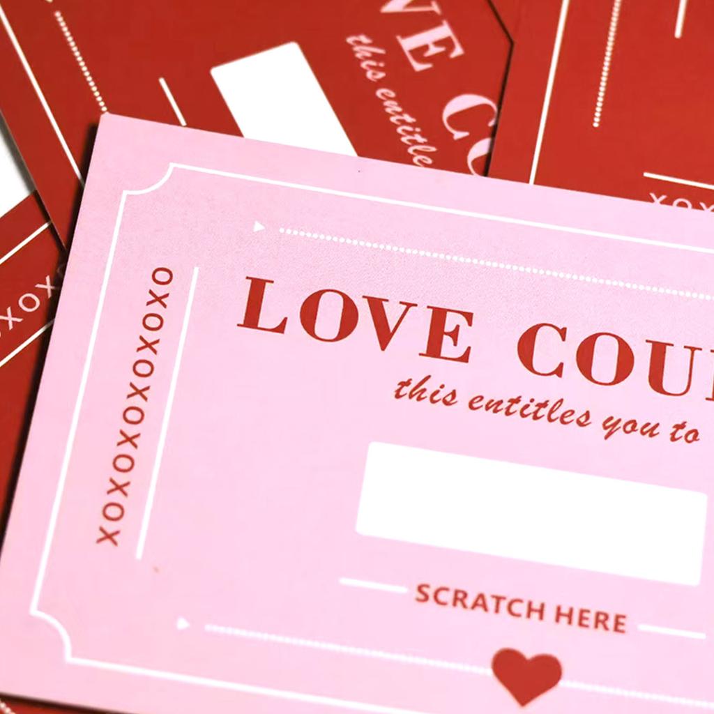 30Pcs Scratch-Off Love Coupons Multi-Purpose Dating Scratching Card DIY Expressing Love Voucher for Valentines Day Wedding