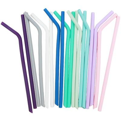 10Pcs Reusable Drinking Straw Food Grade Silicone Straw Set Long Flexible Colorful Straws With Cleaning Brushes Bar Party Straws