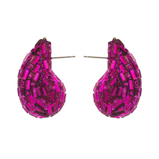 

1 пара жіночих сережок у формі коми зі стразами Декор із градієнтним барвистим кольором у вухах. Щоденні сережки для вечірок. рожевий червоний колір