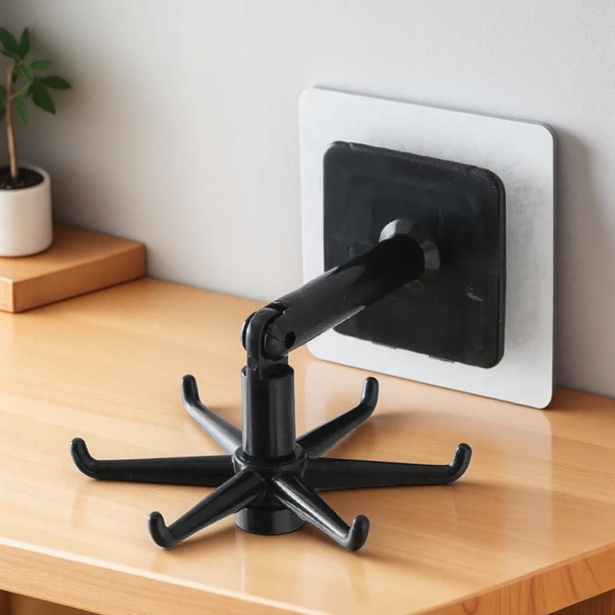 

Multi-functional 360° Rotating Kitchen Storage Rack Bathroom Organizer 6 Hooks Free Shovel Scoop Storage чёрный