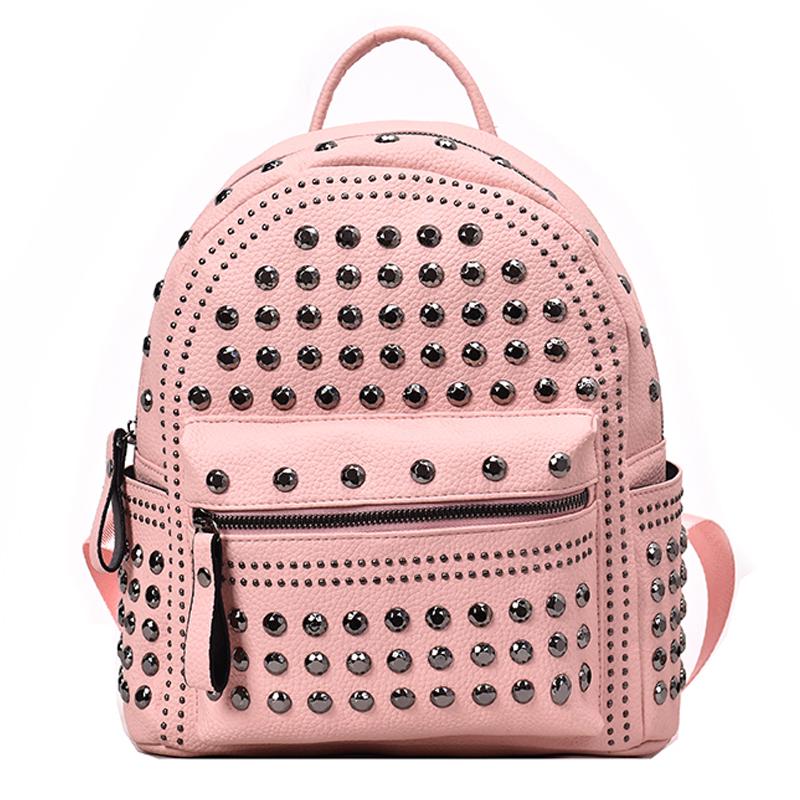 Новое поступление, рюкзак для отдыха в консервативном стиле, женские повседневные рюкзаки, женская сумка на плечо с застежкой-молнией и заклепками розовый