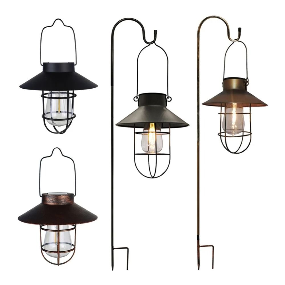 with Tungsten Bulb Solar Lantern Lamp Retro LED Oil Lamp Landscape Light  Garden Patio