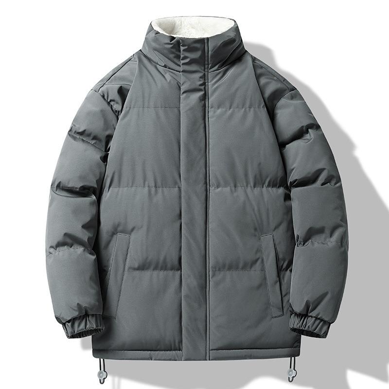 

New Winter Stand-up Collar Cotton-padded Jacket Bread Clothes Piled Thick Trendy Cotton-padded Clothes Loose Jacket Cotton-padded Clothes S серый