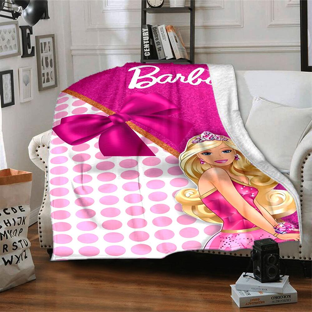 1 pezzo Barbie, Coperta con Fiocco Rosa Fibra di Poliestere, Comfort per Tutte le Stagioni per Divano, Letto, Ufficio, Auto, Campeggio, Decorazione per la Casa e Regalo Ideale, Comfort per l'Ufficio