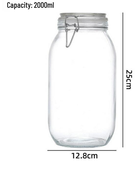 In Stock Transparent Graduated Glass Storage Jar with Sealed Buckle for Moistureproof Tea or Mason Jar Storage