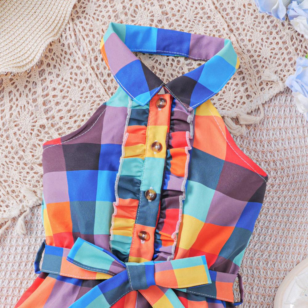 Kids Clothes Summer Fashion Sleeveless Halter Neck Short Jumpsuit for Girls Romper