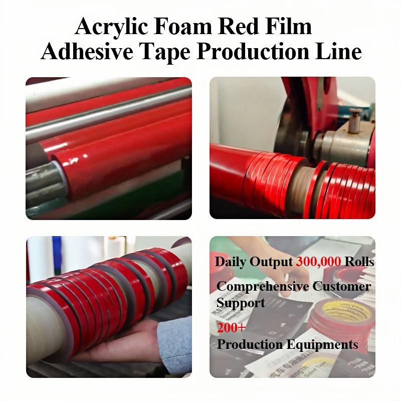 1.0mm Industrial Waterproof Heavy Duty No Reside Self Adhesive Red Film Double Sided Acrylic Foam Mounting Tape for Auto Car