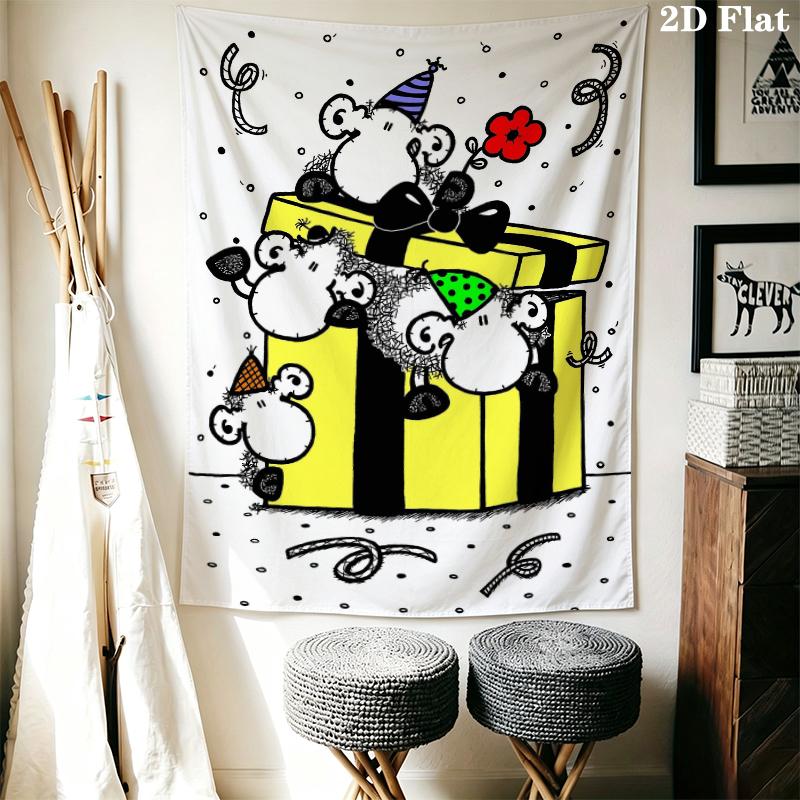 Sheepworld Wall Tapestry Aesthetic Wall Hanging Printed Fabric Blanket Decorative Tapestries for Bedroom Living Room Home Decor