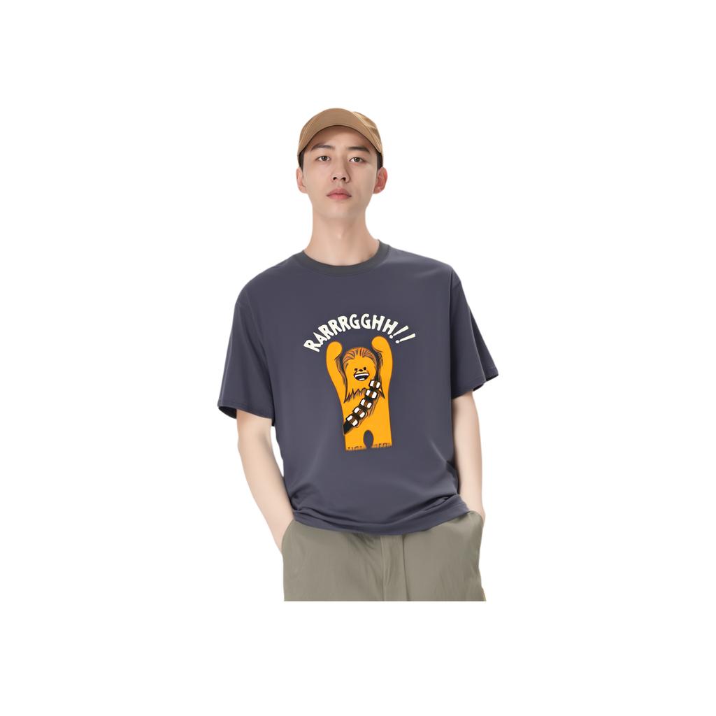 Li-Ning Disney Collaboration Series Cartoon Letter Print Loose Round Neck Short Sleeve Drop Shoulder T-Shirt Unisex T-Shirt Thunder-Gray AHSS875-1