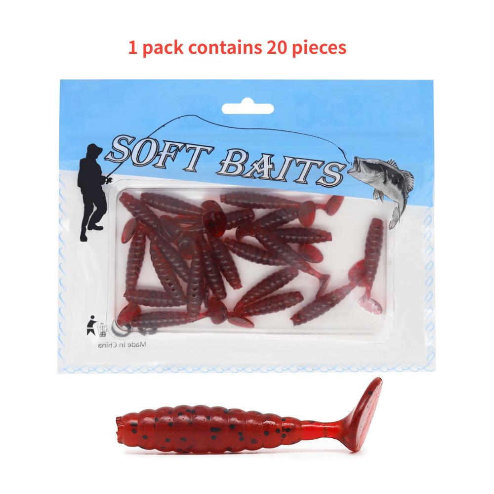Outdoor Fishing Fluctuation T-tail Soft Bait (4cm/1.4g) 20 Pieces of Lures