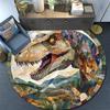 T-Rex Dinosaur Round Area Rug,Carpet Rug for Living Room Bedroom Sofa Playroom Decor,Non-slip Floor Mat