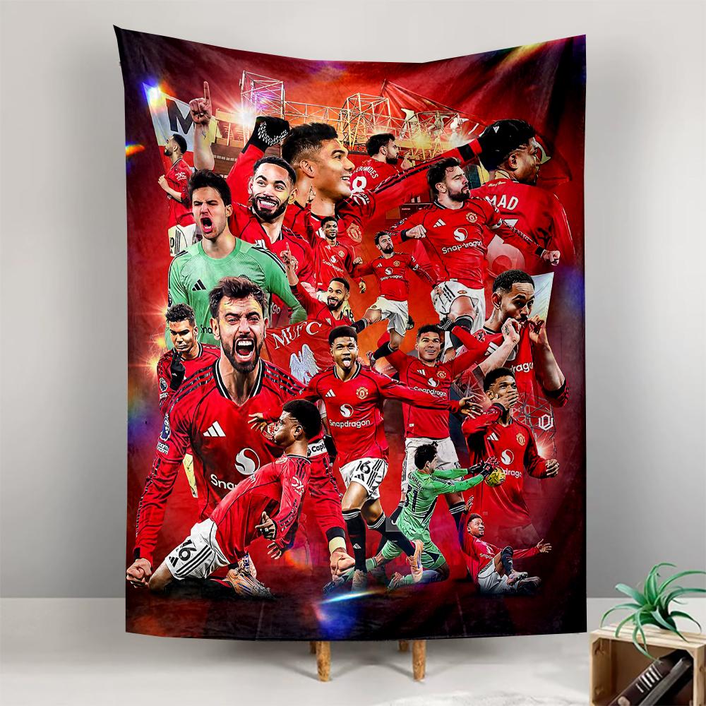 Tapestry Manchester United Red Devils Bruno Fernandes Team Celebration Wall Hanging for Soccer Fan Cave Decor