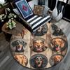 Dachshund Collage Round Area Rug,Carpet Rug for Living Room Bedroom Sofa Playroom Decor,Non-slip Floor Mat