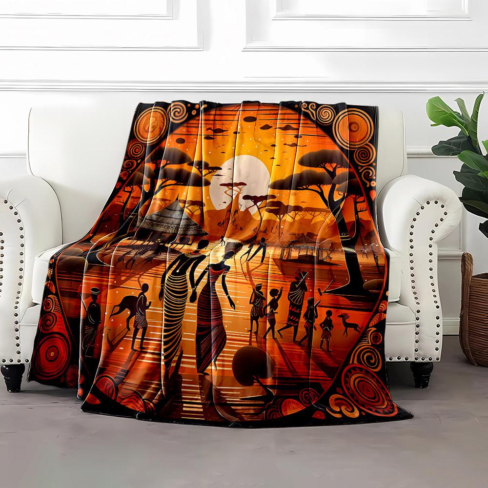 

African-themed Printed Blanket , Warm and comfortable throw blanket sofa bed sofa camping trip, the best gift. 75x90cm