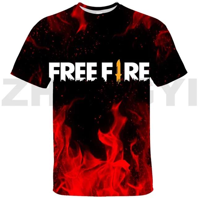 

Модні чоловічі футболки з круглим вирізом та 3D-принтом на тему гри Free Fire, з короткими рукавами - М яка поліестерова тканина середньої еластичності, літній вільний крій L