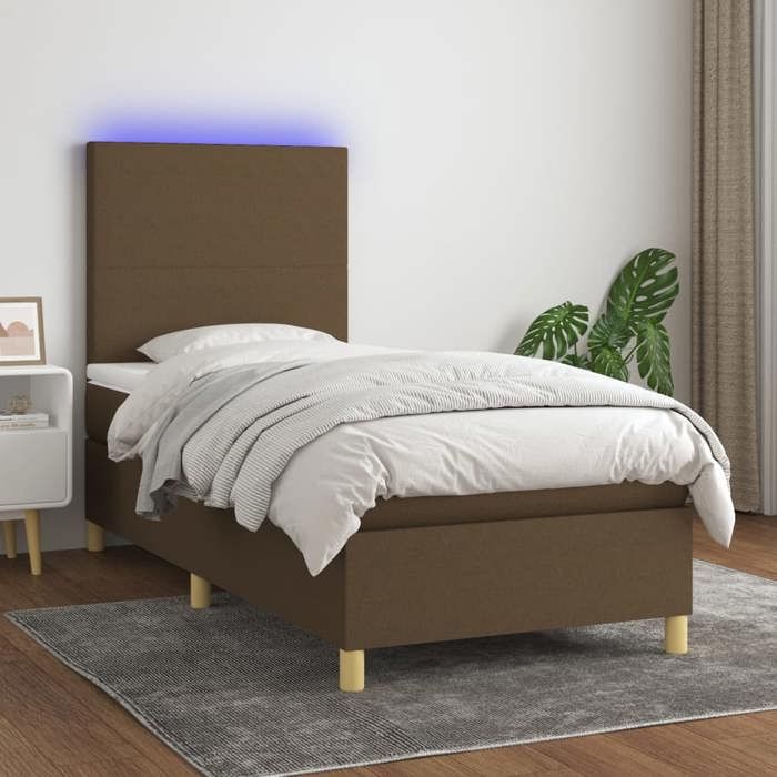 VidaXL Slat Bed Base with Mattress and LED, Upholstered Bed, Single Bed, Adult Bed for Interior Bedroom, 3135248