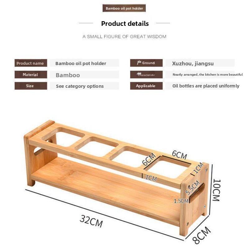 Bambus-Ölflasche & Gewürzregal, Natürliches Holz-Gewürzhalter für Sojasauce Essig, Arbeitsplatten-Aufbewahrungsregal-Organizer!