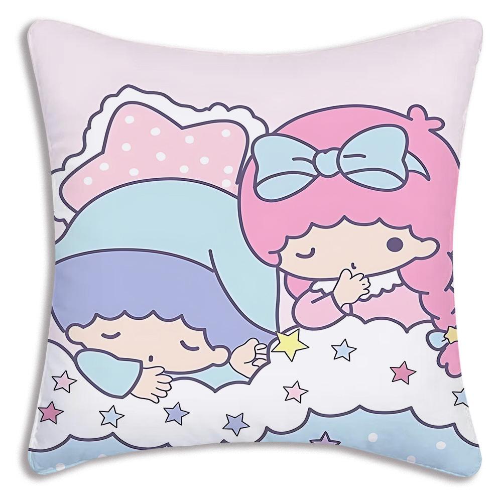Littletwinstars Sanrios Pillow Covers Cartoon Sofa Decorative Home Double-Sided Printing Short Plush Cute Cushion Cover