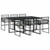 7 Piece Outdoor Dining Set with Cushions Black Poly Rattan
