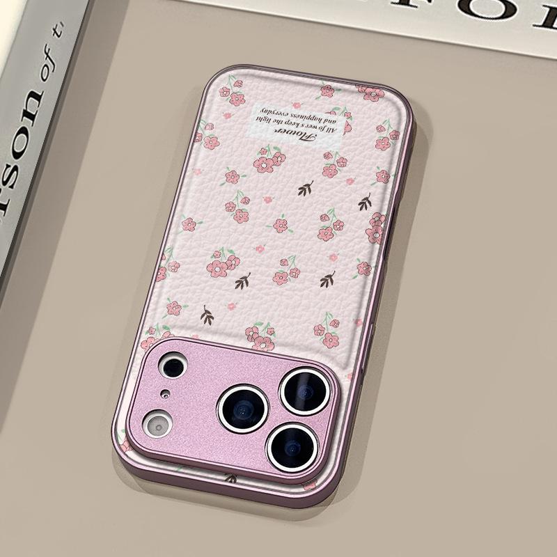 Full screen crushed flower is suitable for Apple 17pro mobile phone case iphone16pm leather pattern, personalized anti-drop