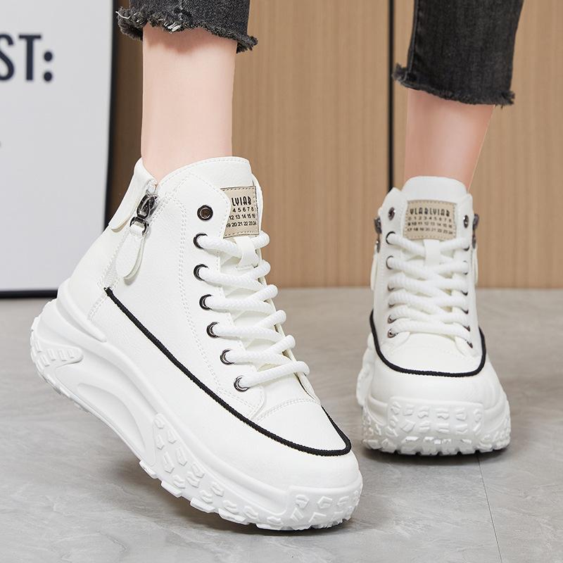 Dad Shoes Are Fashionable and Versatile, Mid-tube Shoes, Casual Thick-soled Sports Shoes, White Shoes, Soft Soles and Comfortable Single Shoes