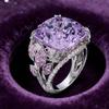 European American Style Ring - Women's High-End Creative Purple Diamond Full Diamond Gemstone Fashion Jewelry Accessory