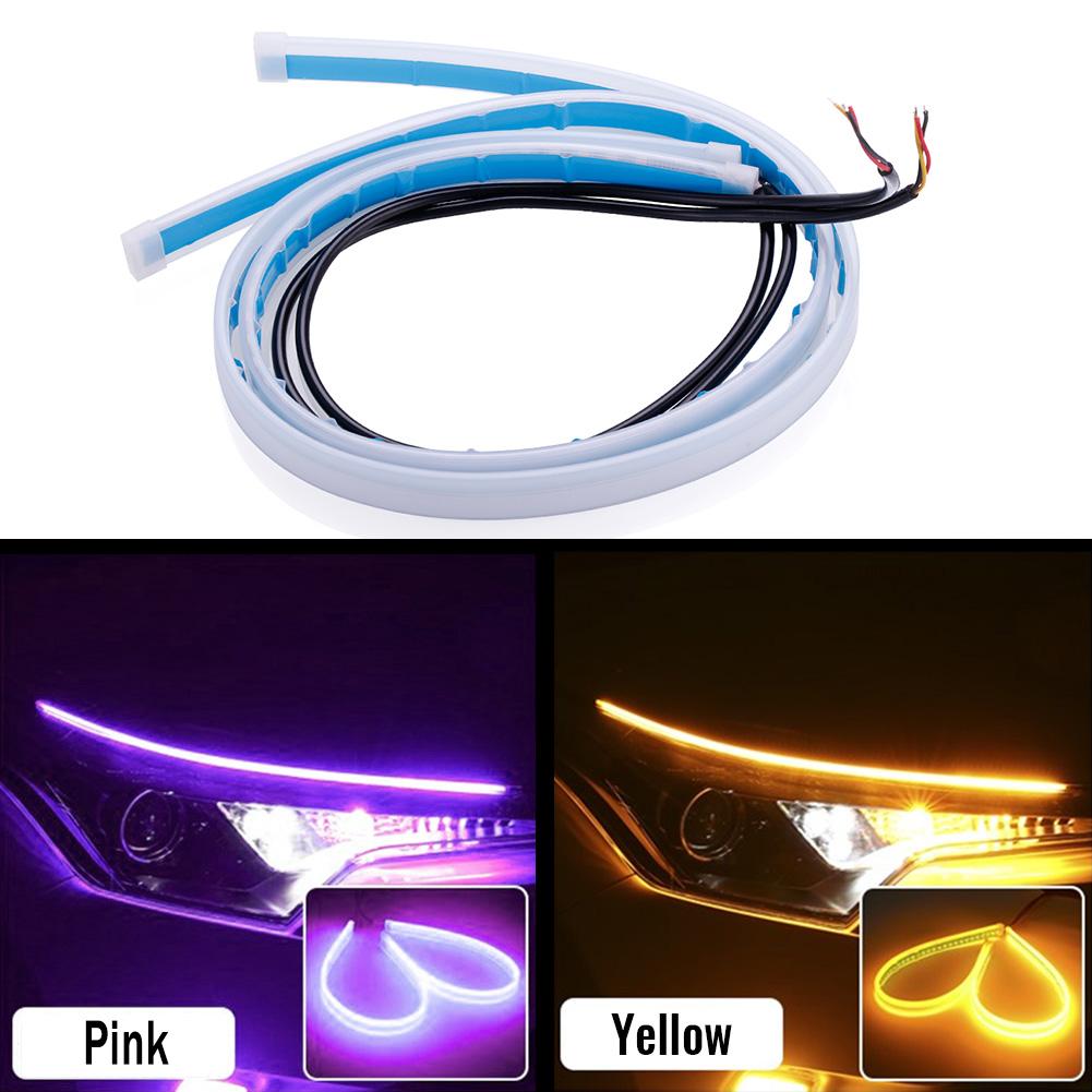 2PCS Start-Scan LED Car DRL Daytime Running Lights Auto Flowing Turn Signal Guide Thin Strip Lamp Styling Accessories Headlight