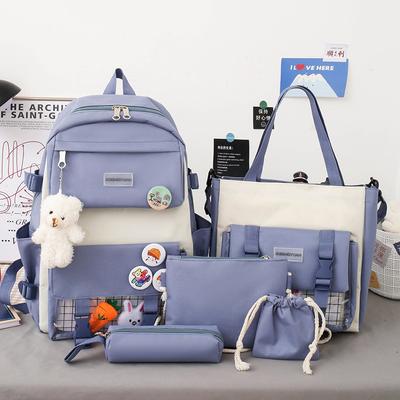 Capacity Primary School Junior High School Students Shoulders Backpack Fash Five Piece Set Without Accessories