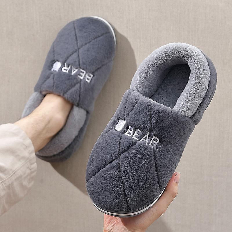 Winter Cotton Shoe Bag and Fluffy Slippers Warm Home Indoor Cotton Drag Home Non-slip Cotton Slippers Plush