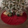 Velvet Wavy Edge Christmas Tree Skirt With Straps Soft Christmas Tree Base Mat Reusable Solid Color Christmas Tree Collar