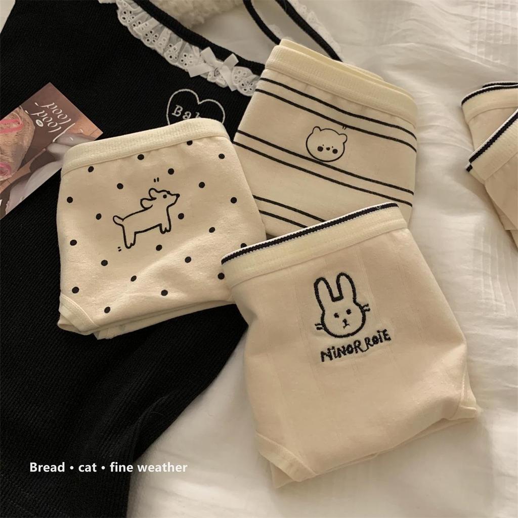 Seamless Cotton Cartoon Underwear: Soft, Comfy, Mid-Waist for Girls & Women, Summer Style