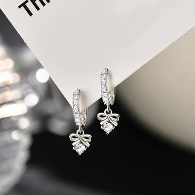 Bow Ear Buckle Small, Light Luxury High-end Fashion Earrings Earrings Diamond Earrings