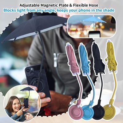 Magnetic Telescopic Mobile Phone Umbrella Stand, Sunshade Umbrella, Sun And Soft-handled Small Umbrella