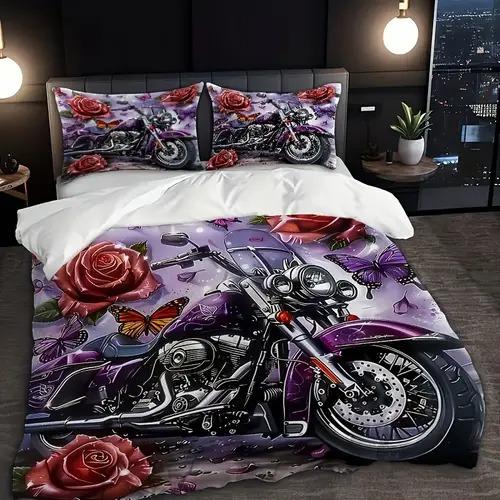 

Motorcycle Soft Duvet Cover Soft Duvet Cover featuring Motorcycle Patern Suitable for Children Young Boys Young Girls plus Adult Peoples Soft Warm 120*200cm Single