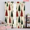 2pcs,2D Plane Printing Curtain Popular Christmas Trees Snowflakes Holiday (3) Durable 100% Polyester Fabric (without Rod)