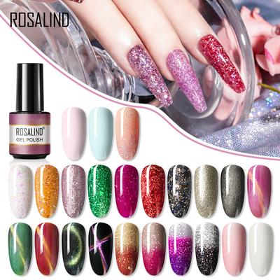 ROSALIND 7ML Bright Gel Flash Nail Polish Long Lasting MINI Base Matt Top Coat UV LED for Nail Art Design