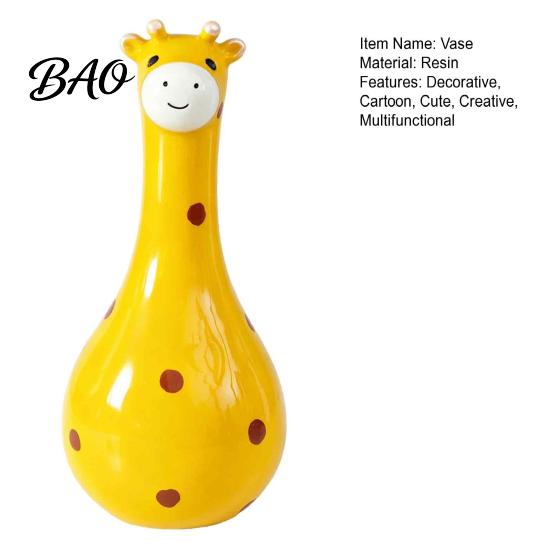 Fun Gift for Housewarming Cute Polka Dot Giraffe Vase, Hand-painted Resin Flower Creative Big-mouthed Small Decorative Vase Bookshelves Holder