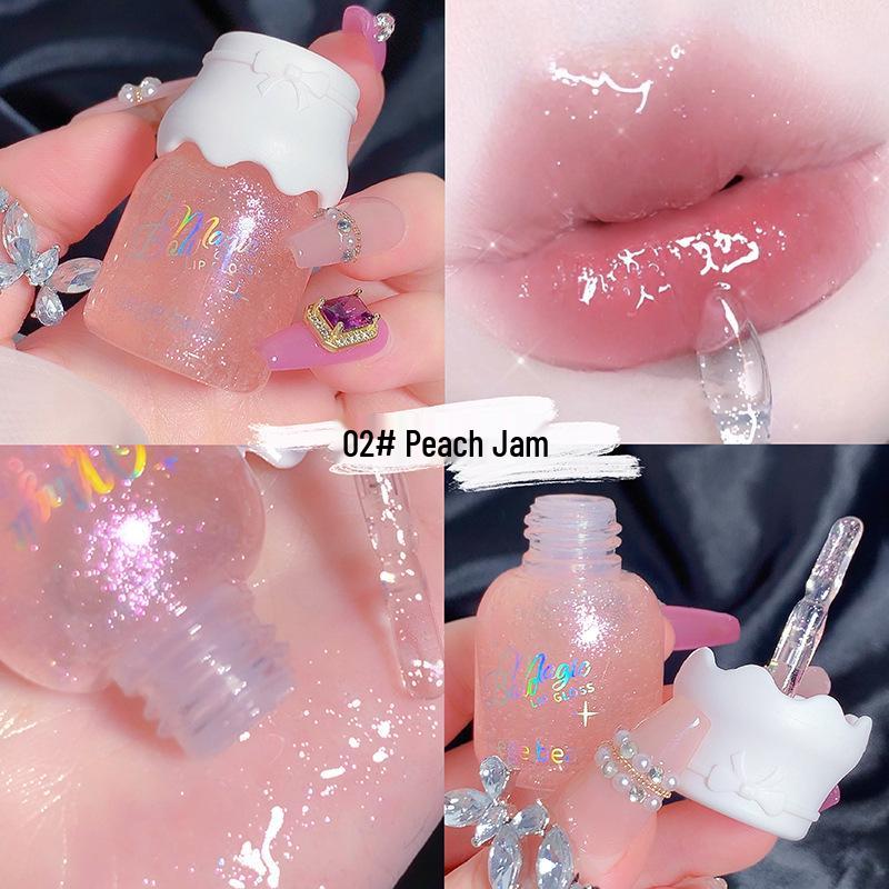 

Gege Bear Bow Milk Can Lip Gloss: Moisturizing, Hydrating, Mirror Shine with Fine Glitter for Plump Lips.